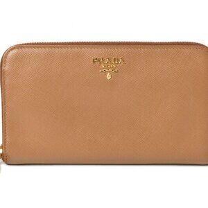 PRADA Brown Leather Saffiano Wallet